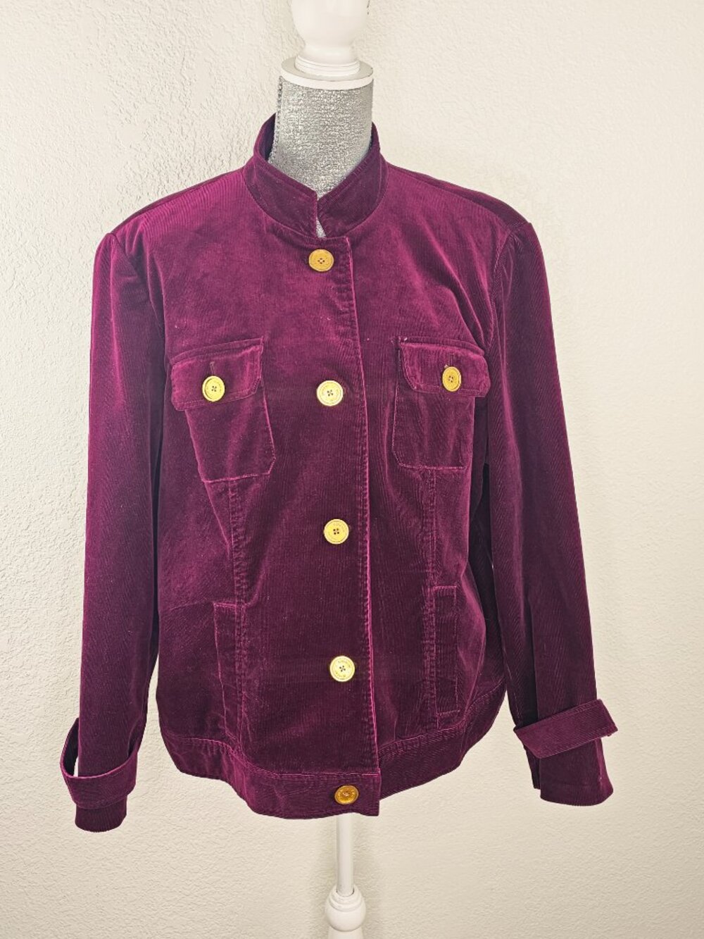 Jones New York Cabernet Colored Stretch Corduroy Jacket Size 2X